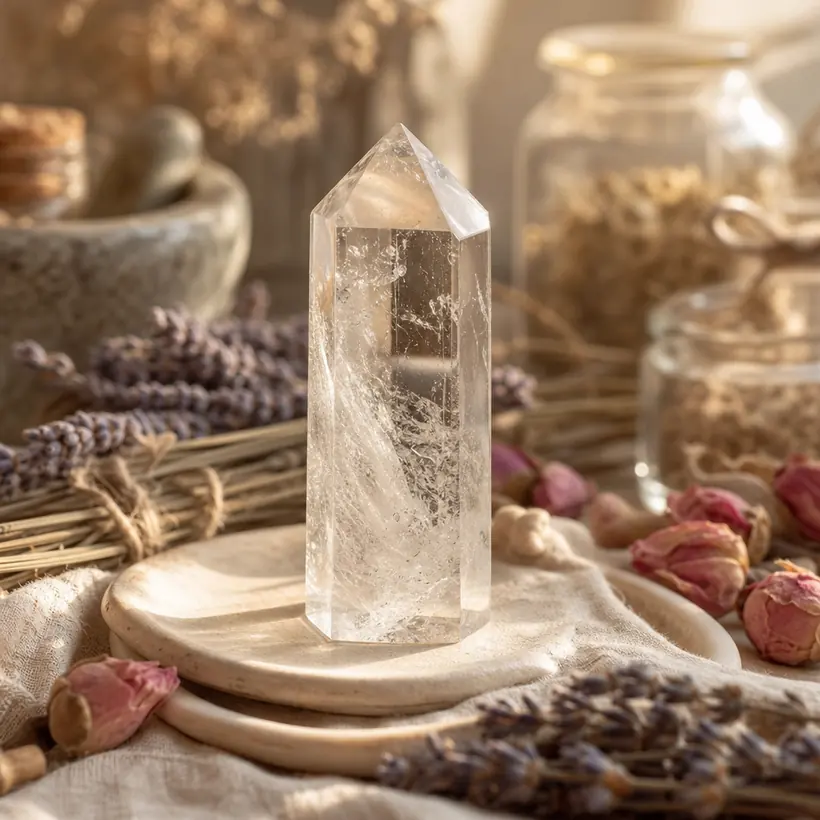 Clear quartz crystal