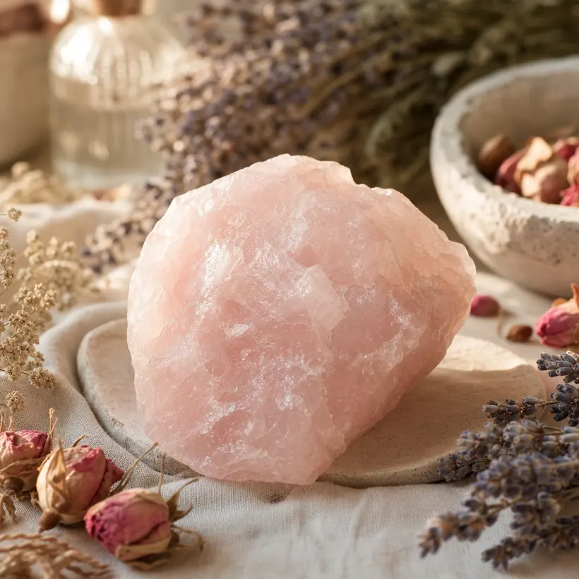 Rose quartz crystal