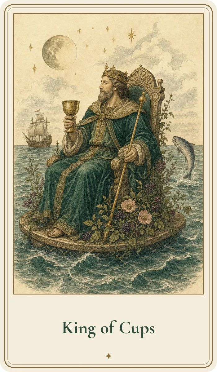 King of Cups tarot card from the Hedge Magic deck