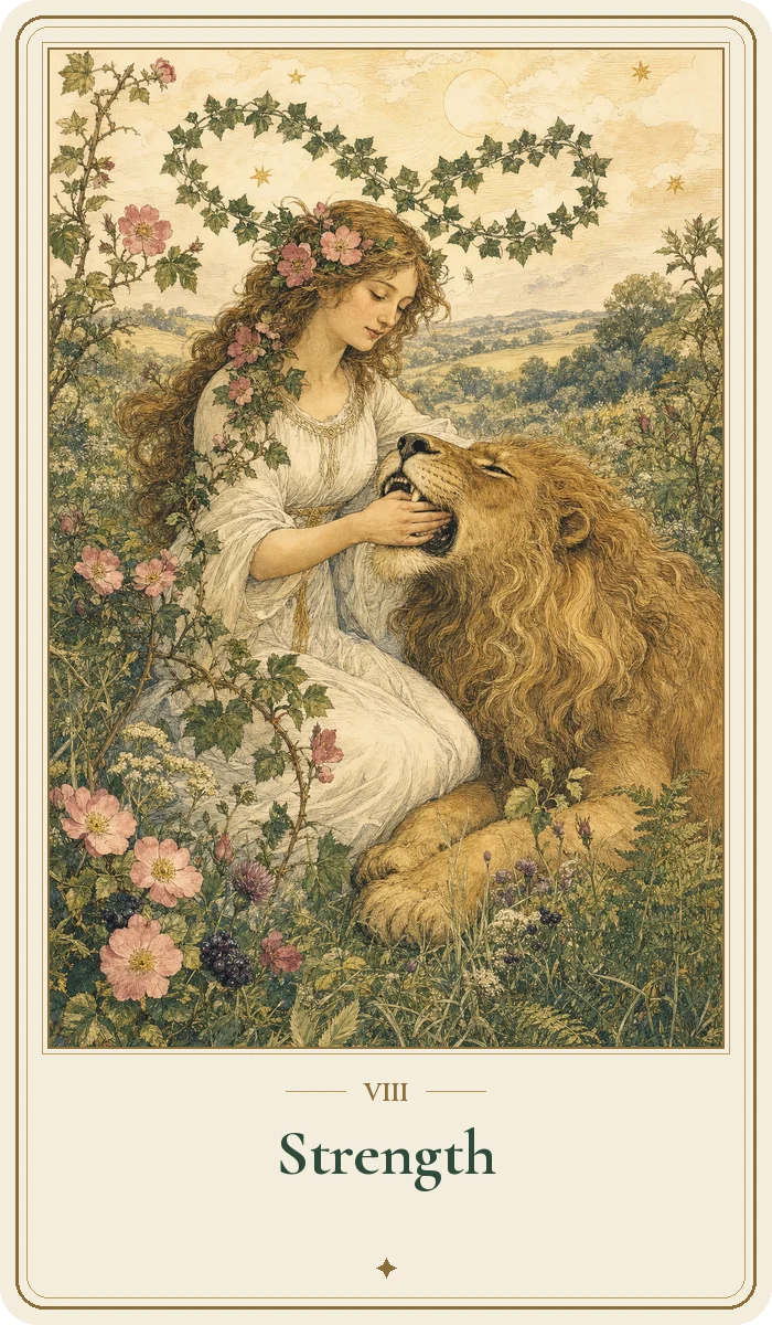 Strength tarot card from the Hedge Magic deck