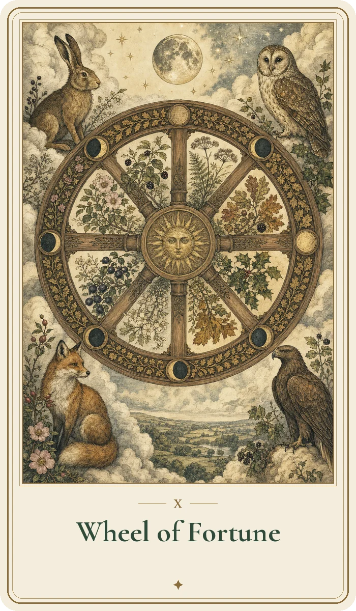 Wheel of Fortune tarot card from the Hedge Magic deck