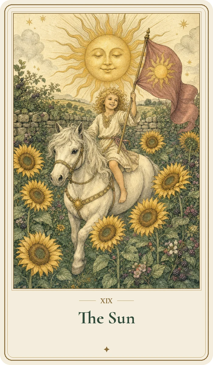 The Sun tarot card from the Hedge Magic deck