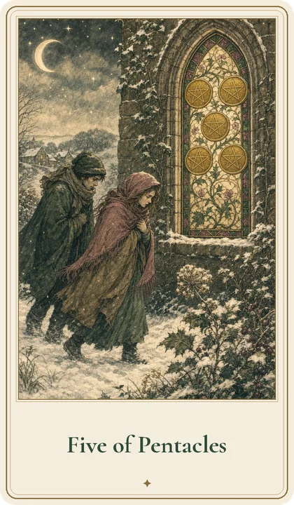 Five of Pentacles tarot card