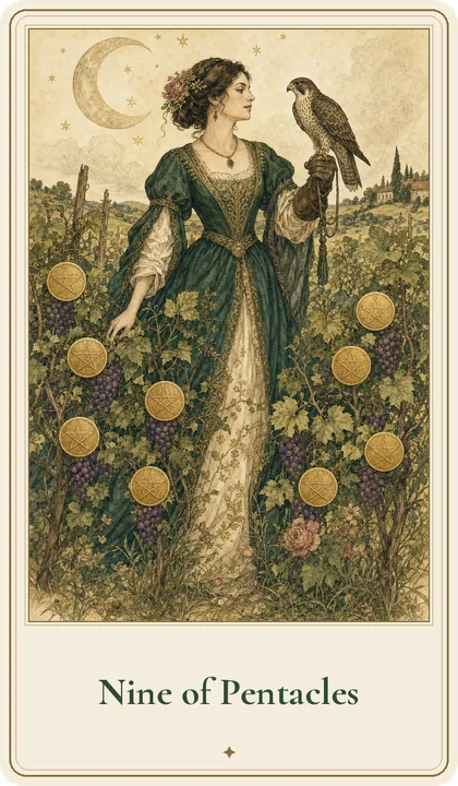 Nine of Pentacles tarot card