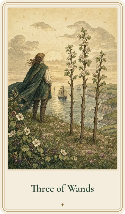 Three of Wands tarot card