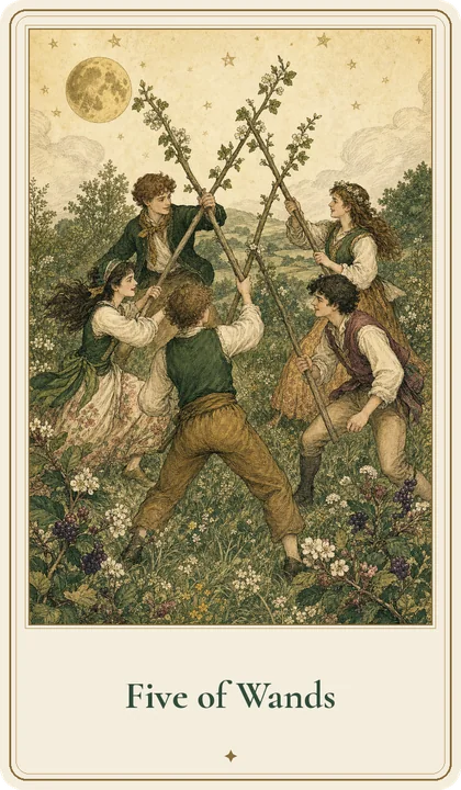 Five of Wands tarot card