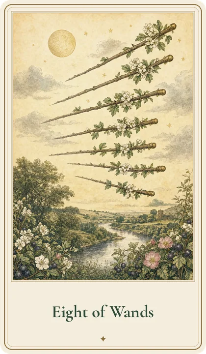 Eight of Wands tarot card