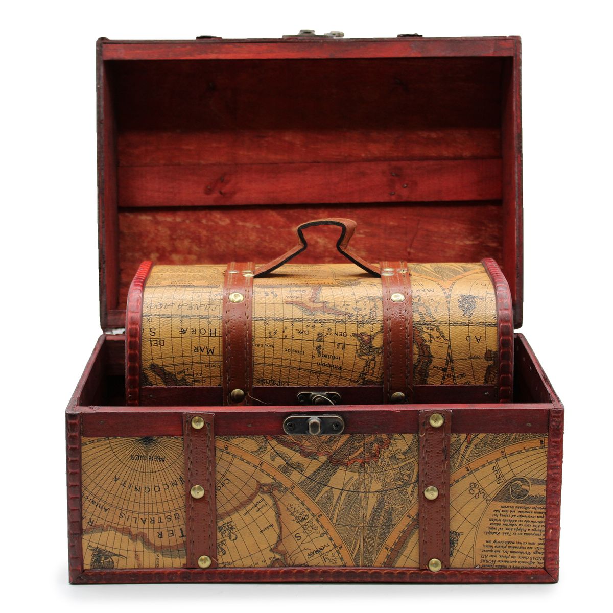 Old Map Colonial Chest Boxes – Set of 3