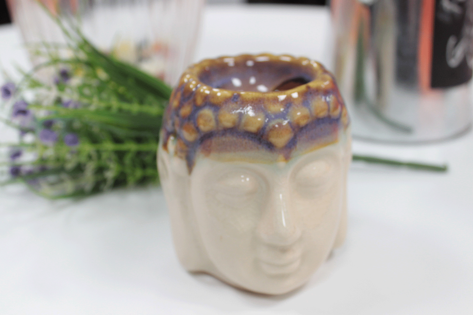 Buddha Oil Burner – Ivory & Mint