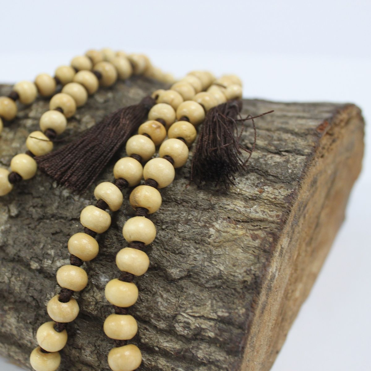 Bali Tassel Bead Necklace – Brown, 70cm