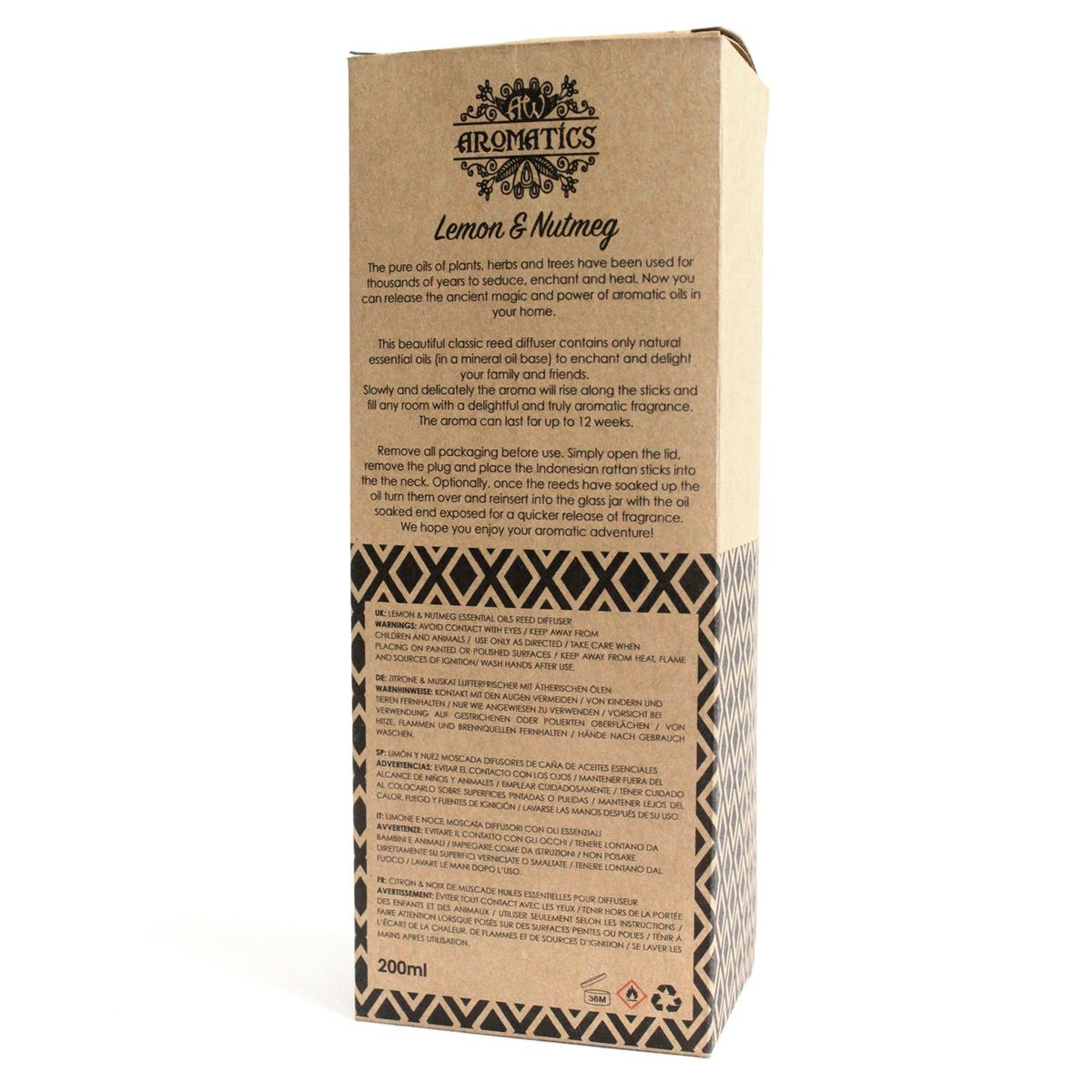 Lemon & Nutmeg Essential Oil Reed Diffuser – 200ml