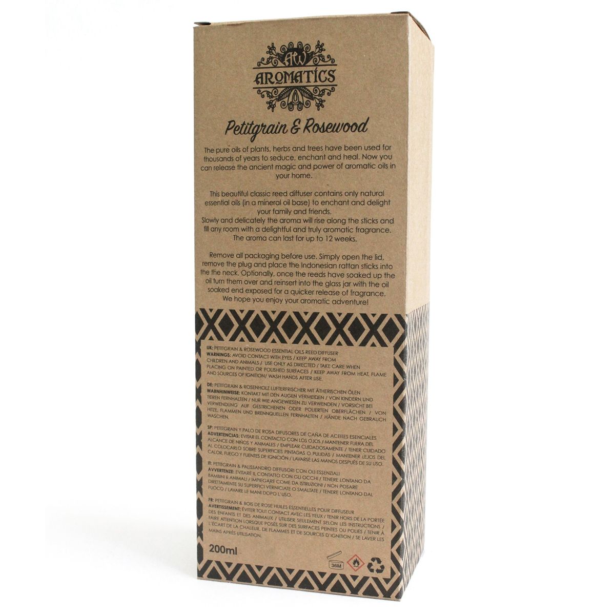 Petitgrain & Rosewood Essential Oil Reed Diffuser – 200ml