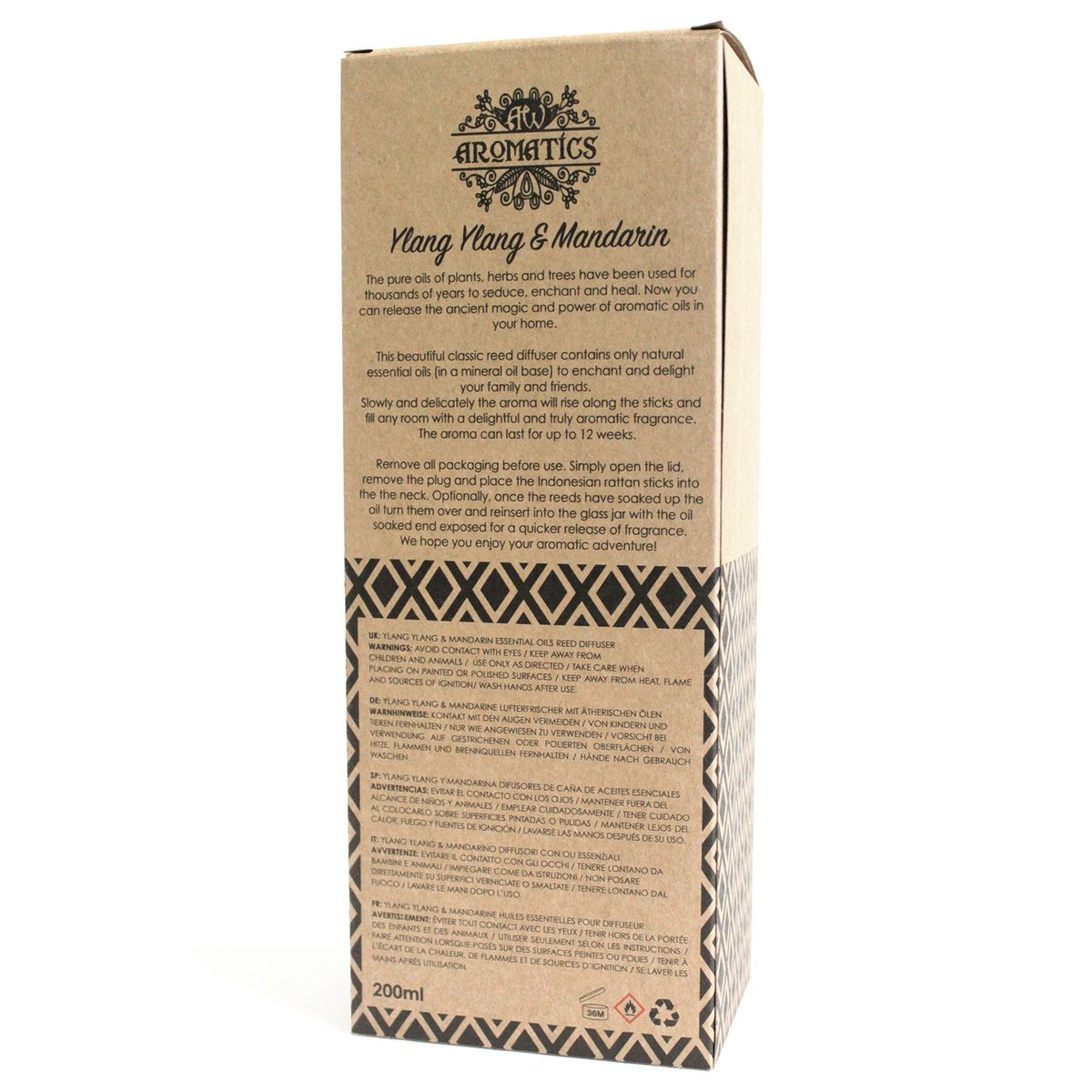 Ylang Ylang & Mandarin Essential Oil Reed Diffuser – 200ml