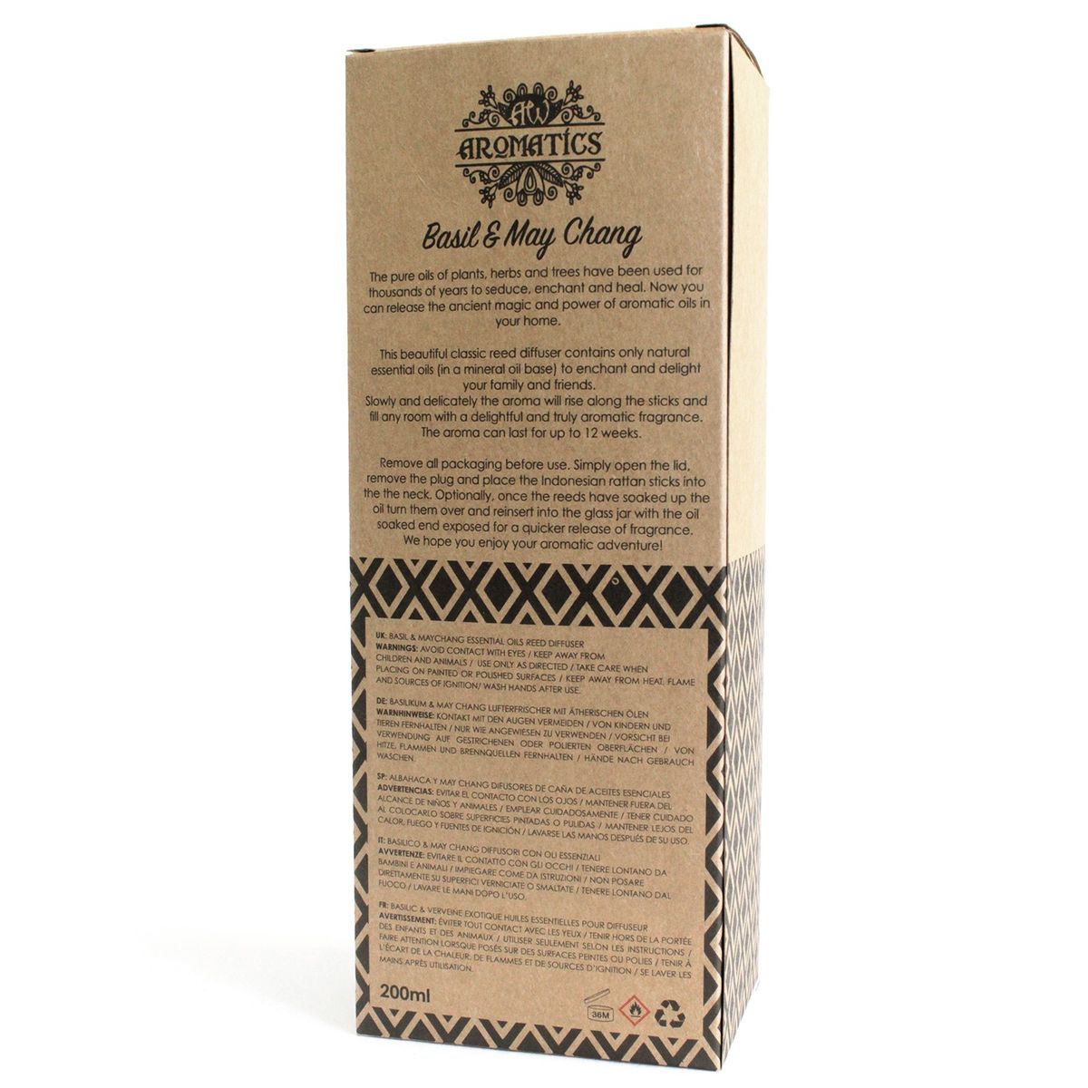 Basil & May Chang Essential Oil Reed Diffuser – 200ml