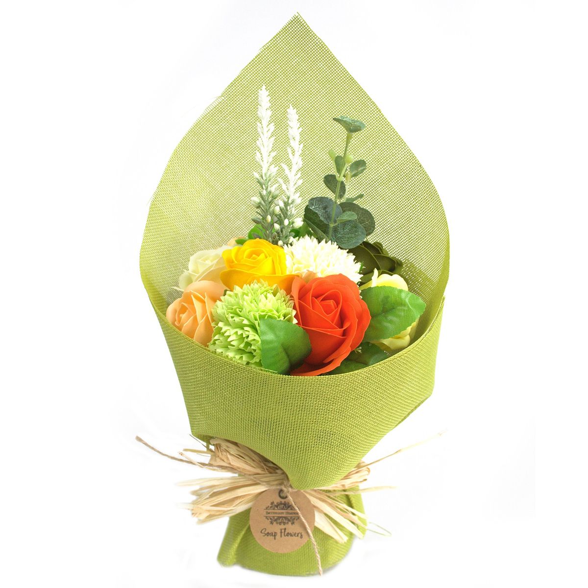 Standing Soap Flower Bouquet – Green & Yellow