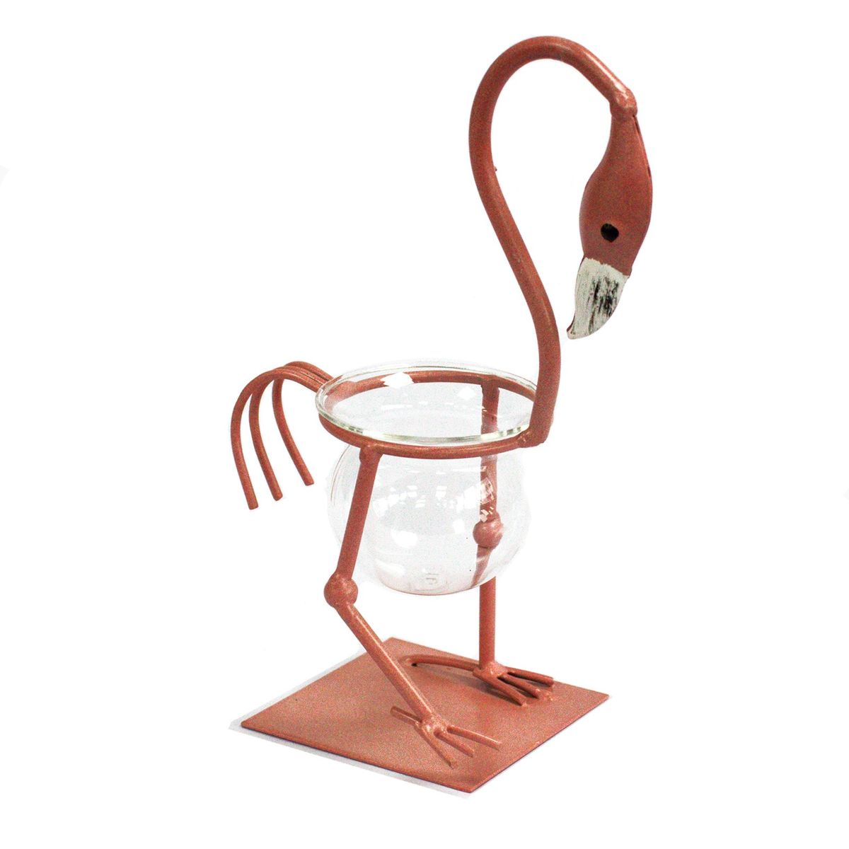 Hydroponic Home Décor – Pink Metal Flamingo, Design 1