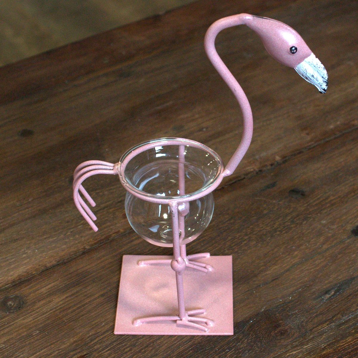 Hydroponic Home Décor – Pink Metal Flamingo, Design 2