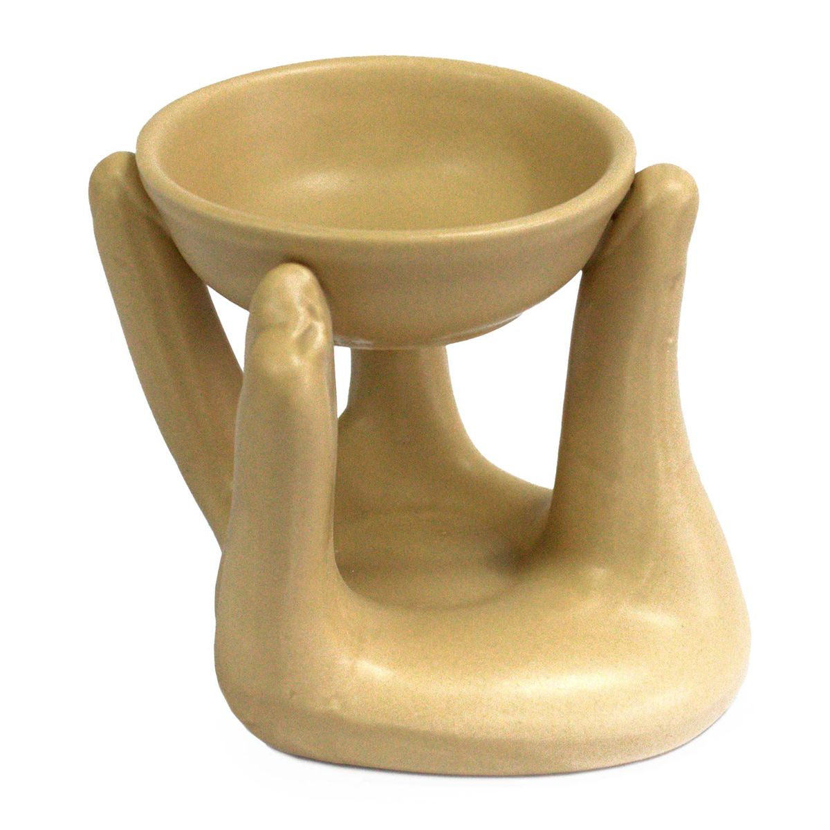 Open Hands Ceramic Oil Burner – Tan