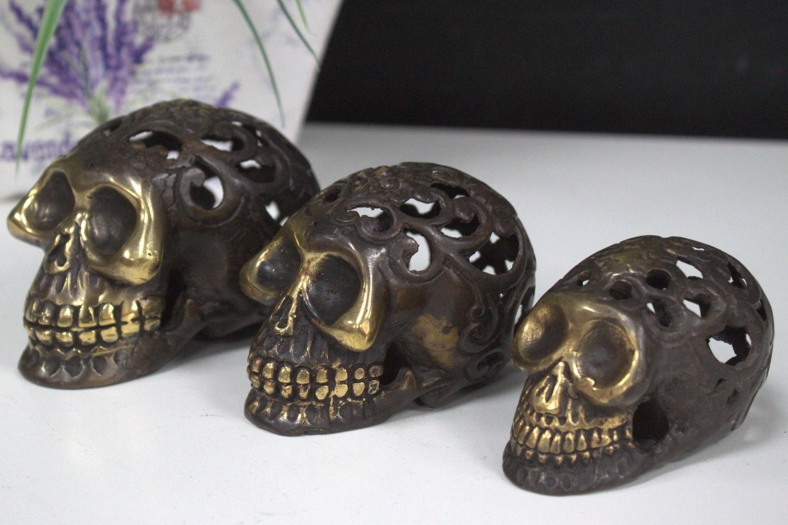Vintage Brass Skull – Large