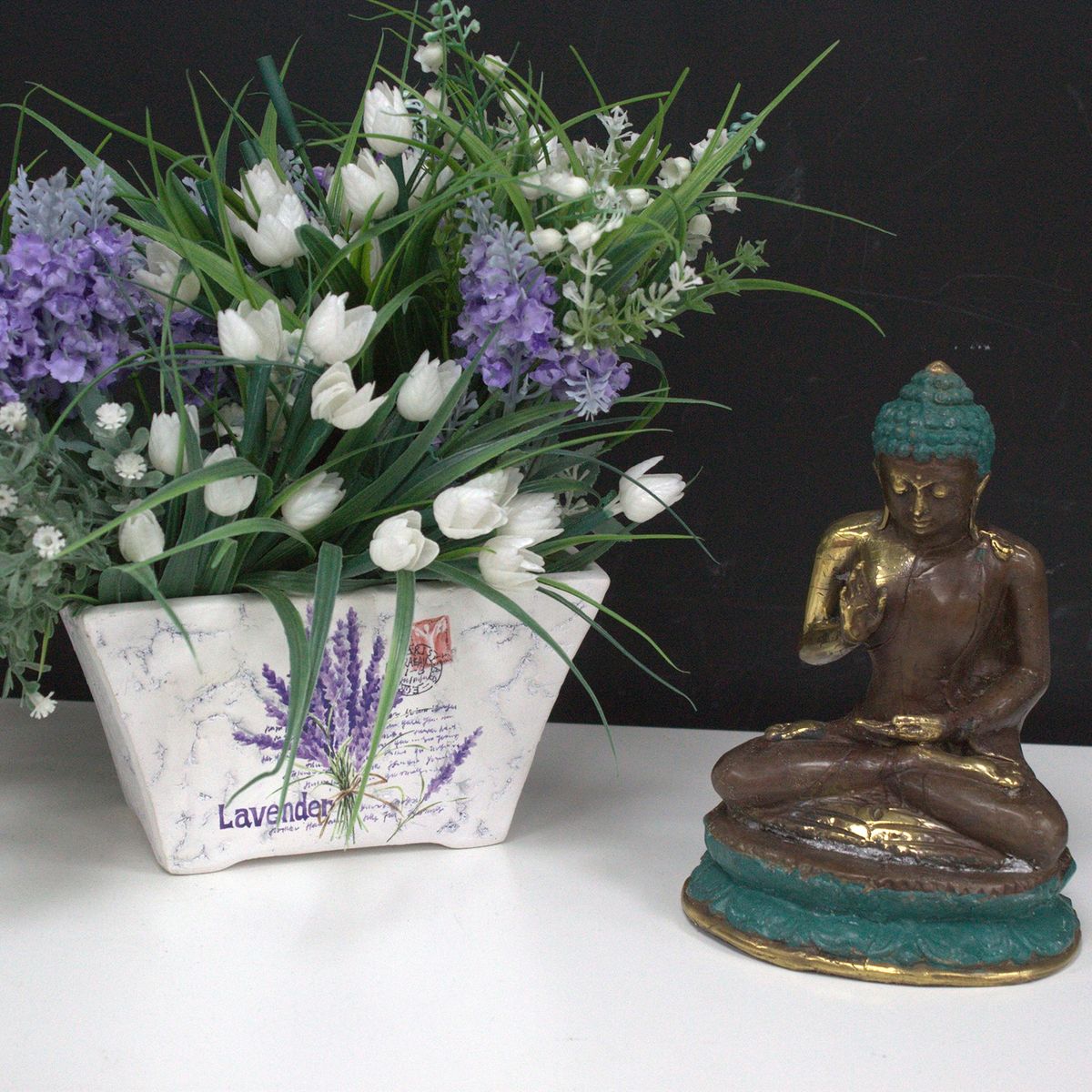 Brass Sitting Buddha – Hand Up, Medium
