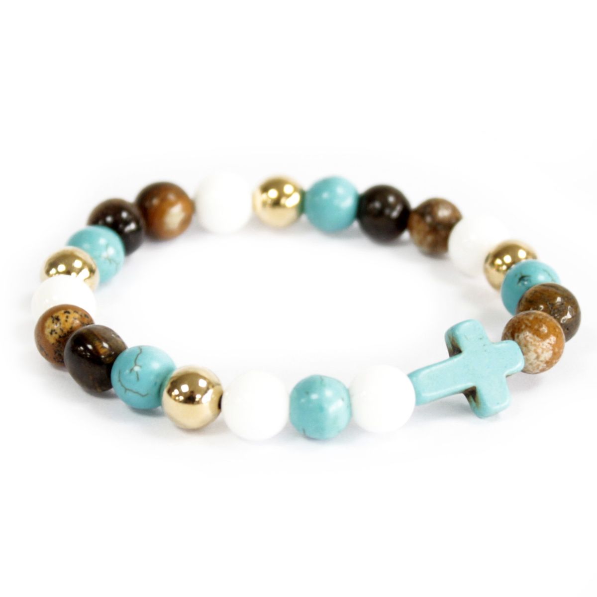 Turquoise Cross Gemstone Bracelet – Royal Beads