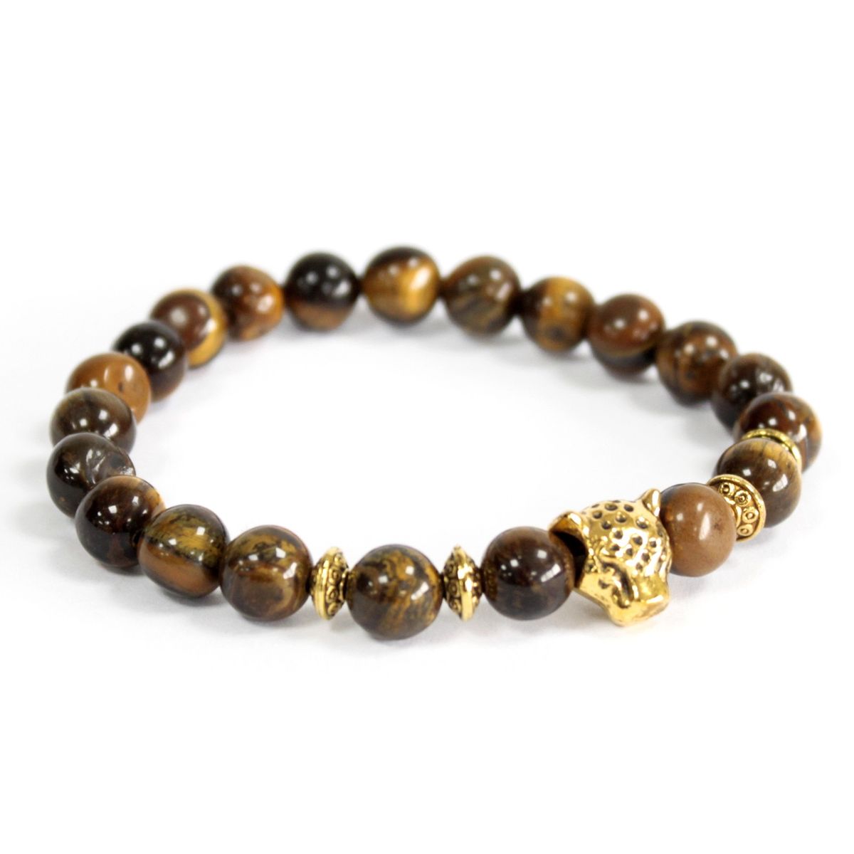 Tiger Eye Gemstone Bracelet – Gold Tiger