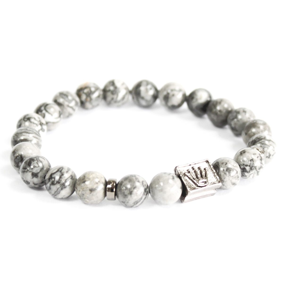 Grey Agate Gemstone Bracelet – Crown Ingot