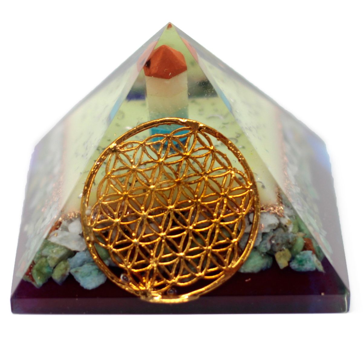 Large Orgonite Pyramid – Flower of Life Symbol, 80mm