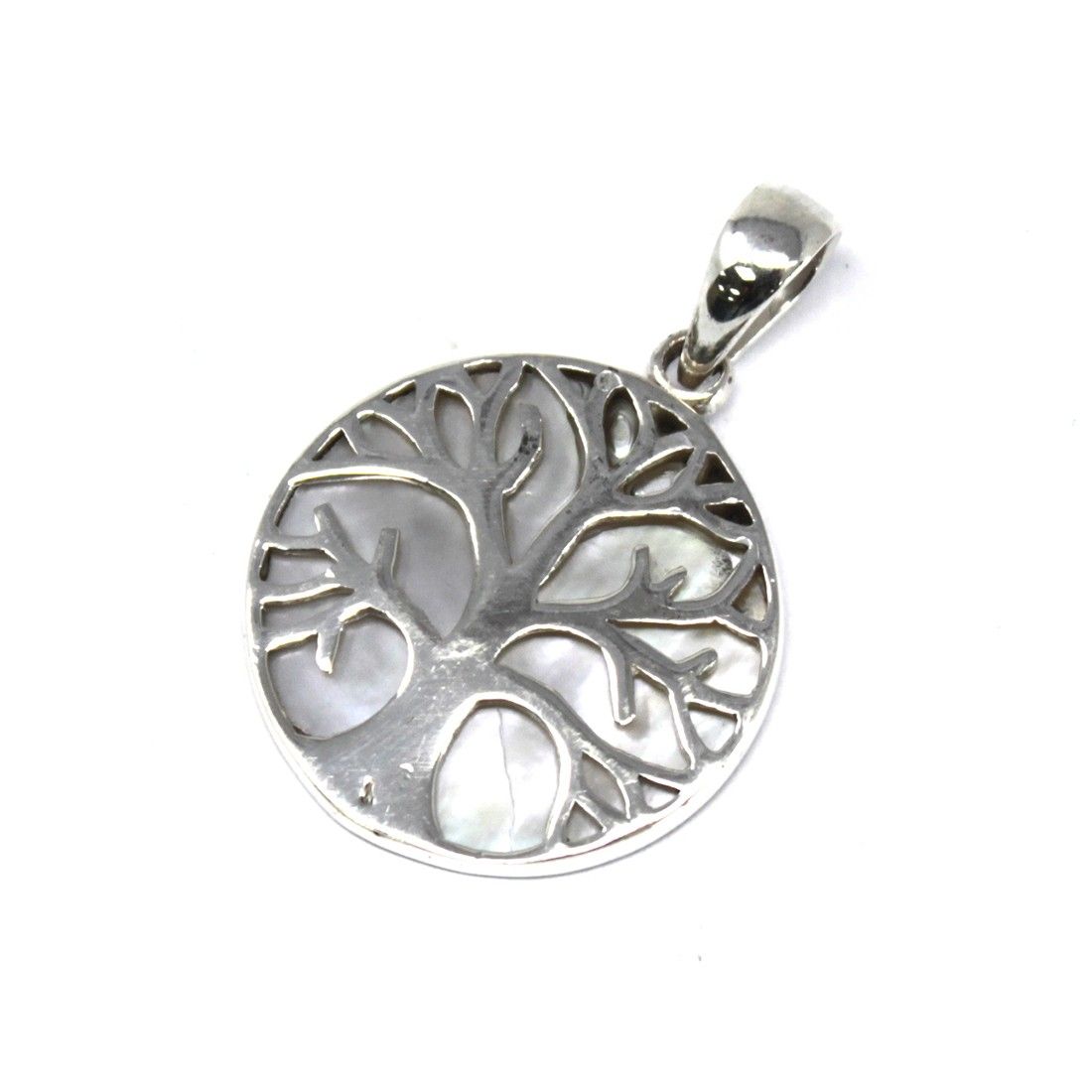 Tree of Life Silver Pendant – Mother of Pearl, 22mm