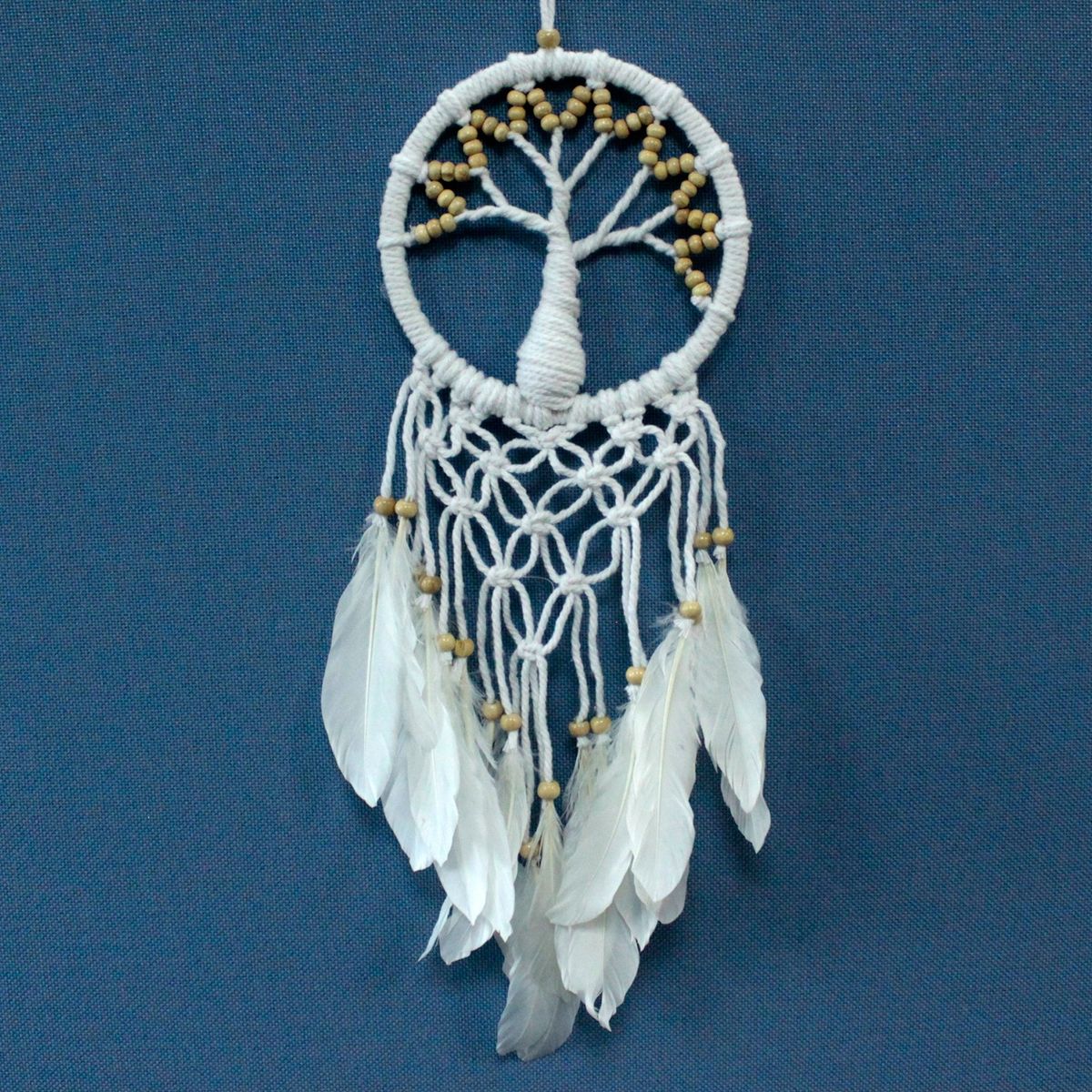 Tree of Life Macrame Dreamcatcher – Pure & Natural, 16cm