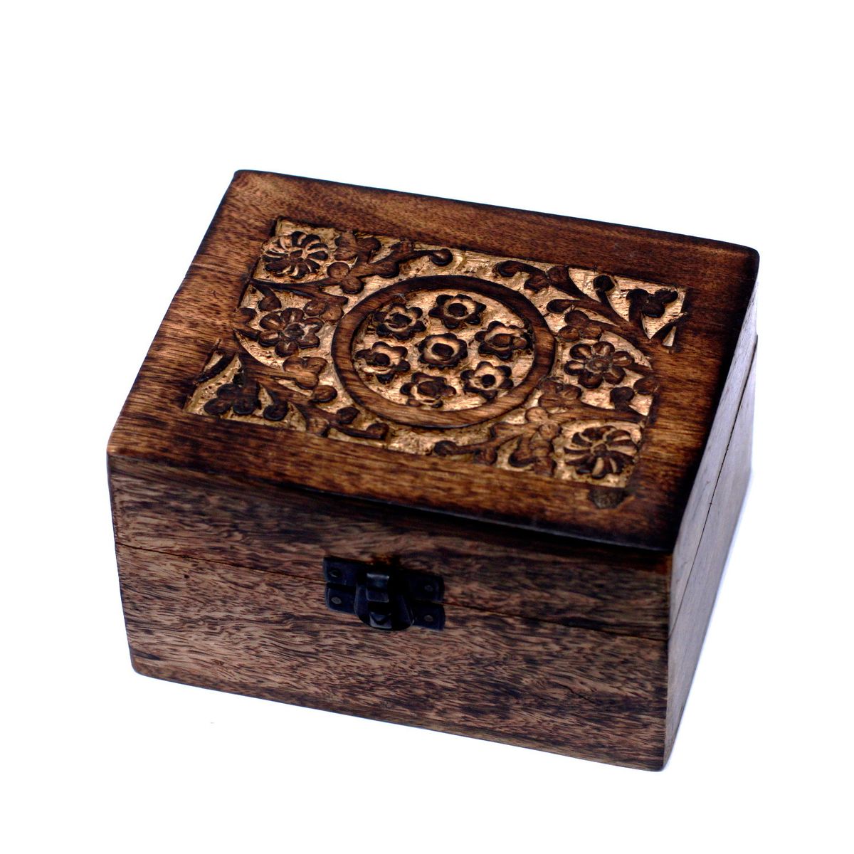 Floral Mango Wood Aromatherapy Box – Holds 12