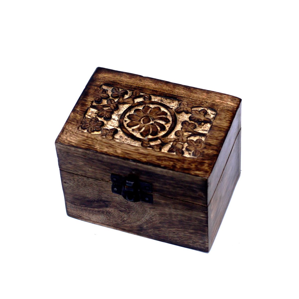 Floral Mango Wood Aromatherapy Box – Holds 6