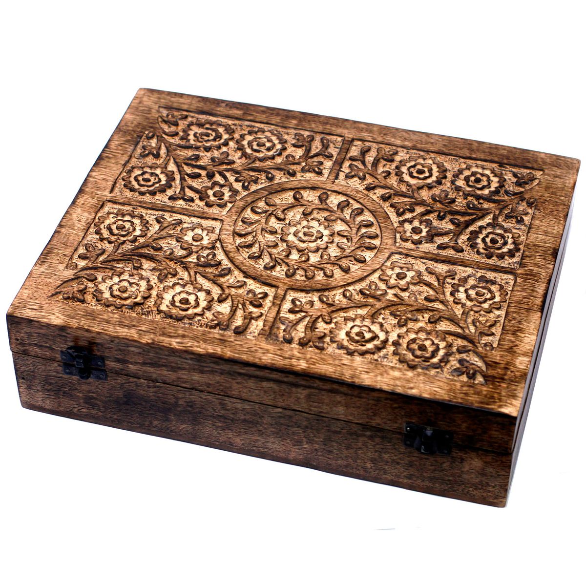 Floral Mango Wood Aromatherapy Box – Holds 80