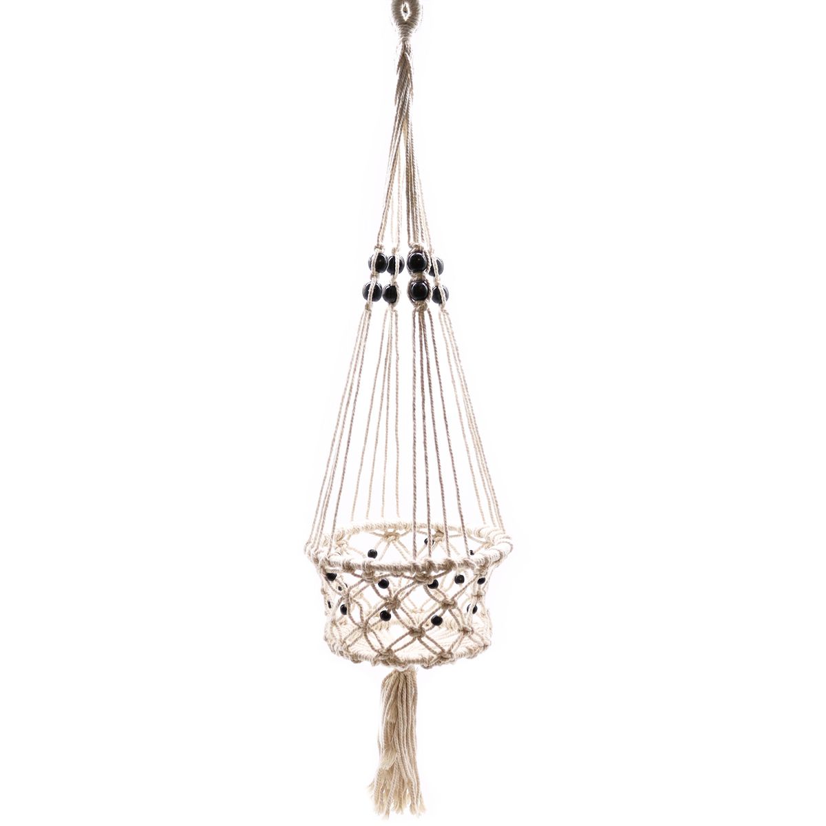 Macrame Plant Hanger – Large Single Beaded