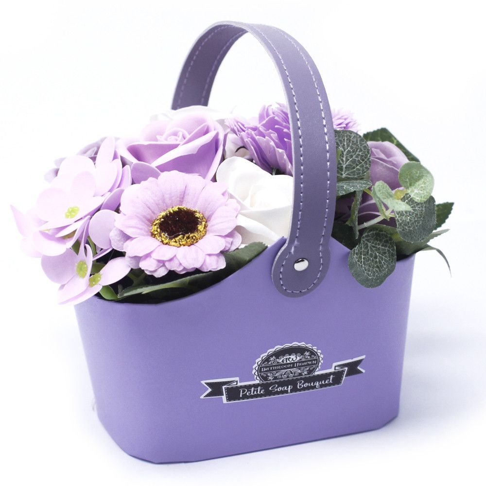 Petite Bath Flower Bouquet Basket – Soft Lavender