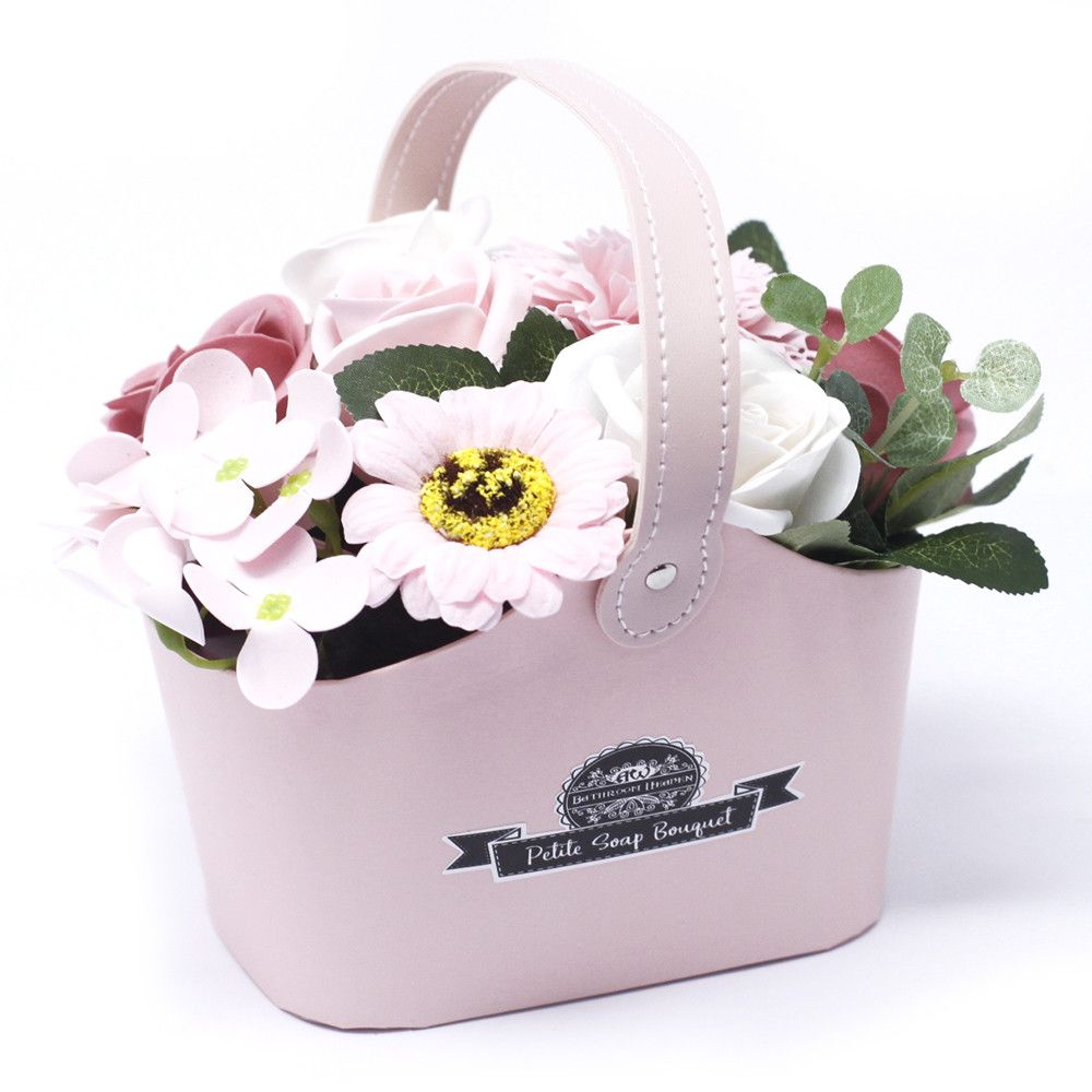Petite Bath Flower Bouquet Basket – Peaceful Pink