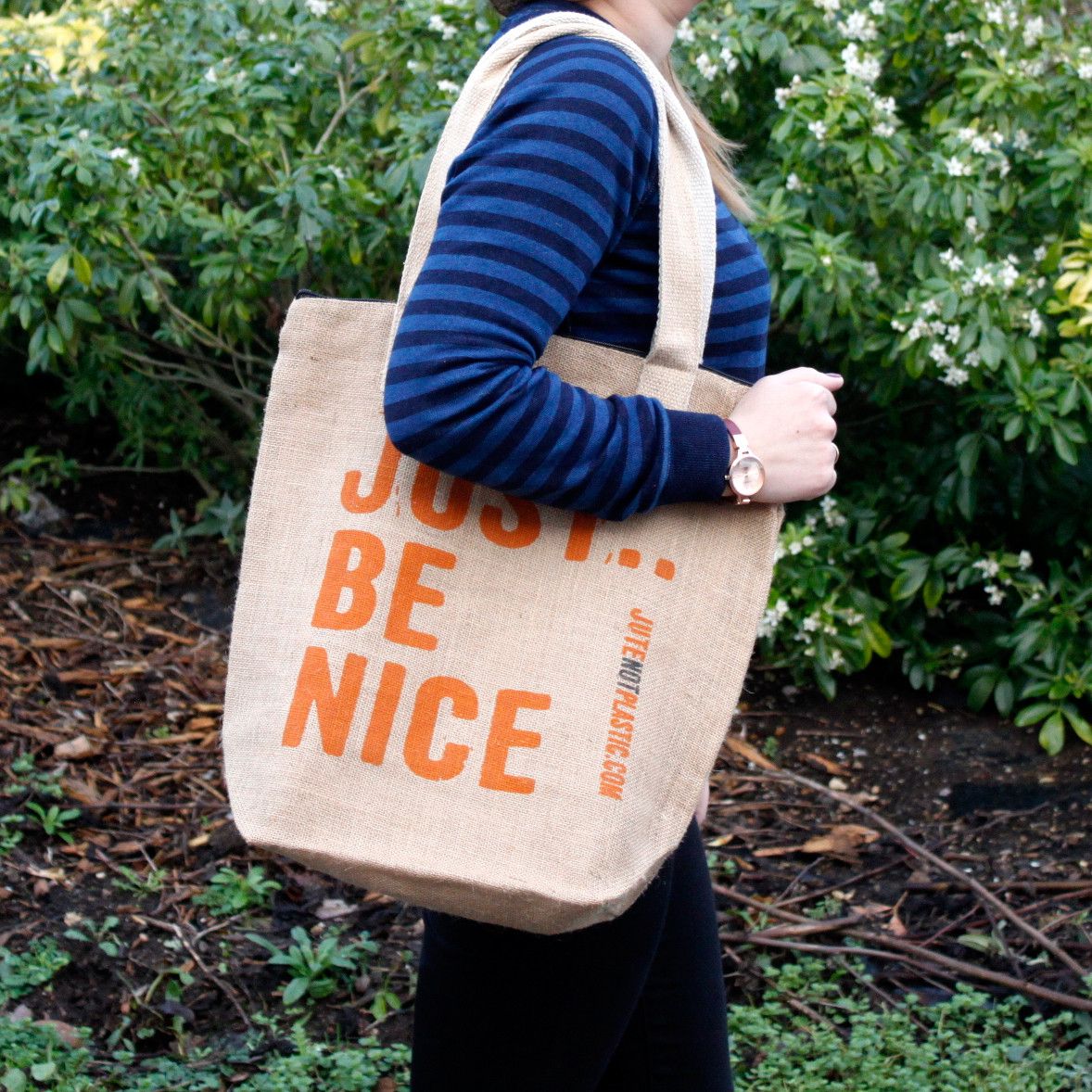 Just Be Nice Jute Shopping Bag