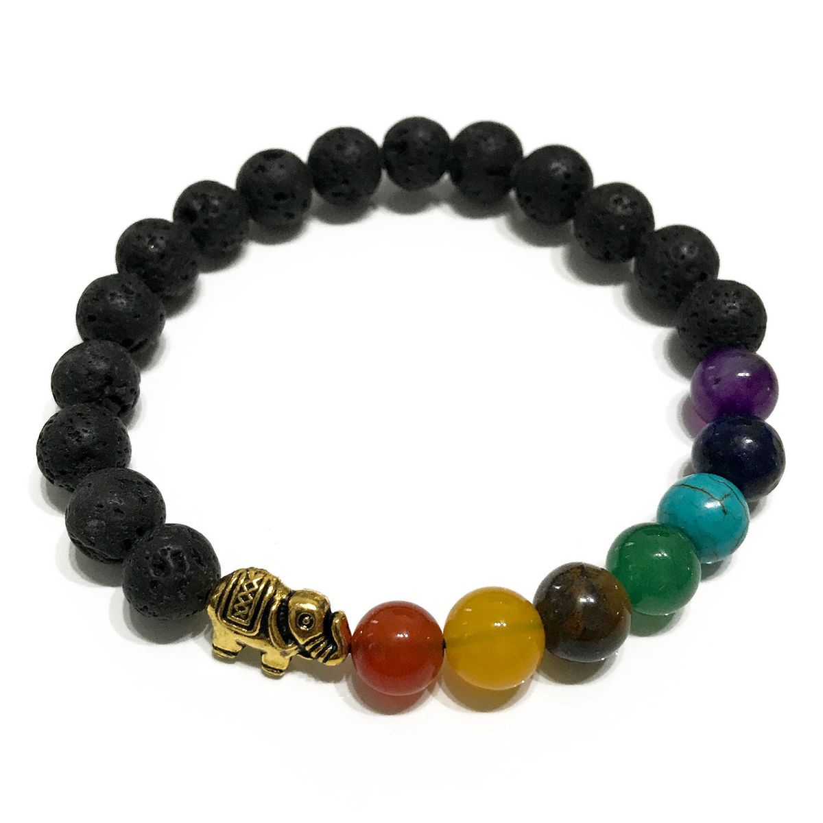 Lava Stone Chakra Bracelet – Elephant