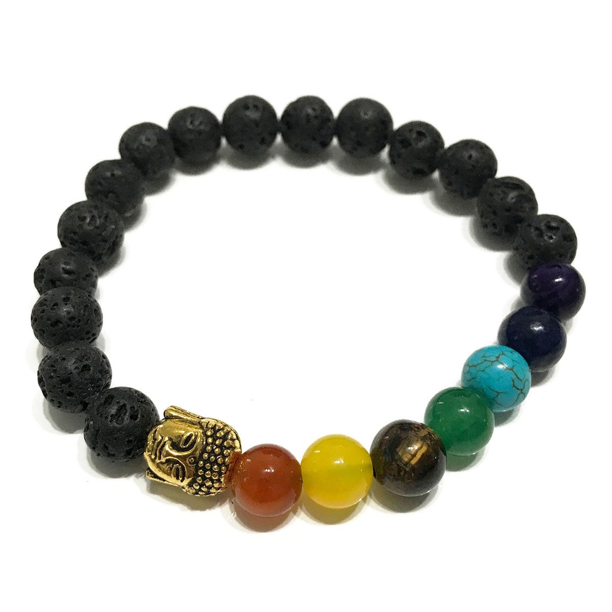 Lava Stone Chakra Bracelet – Buddha