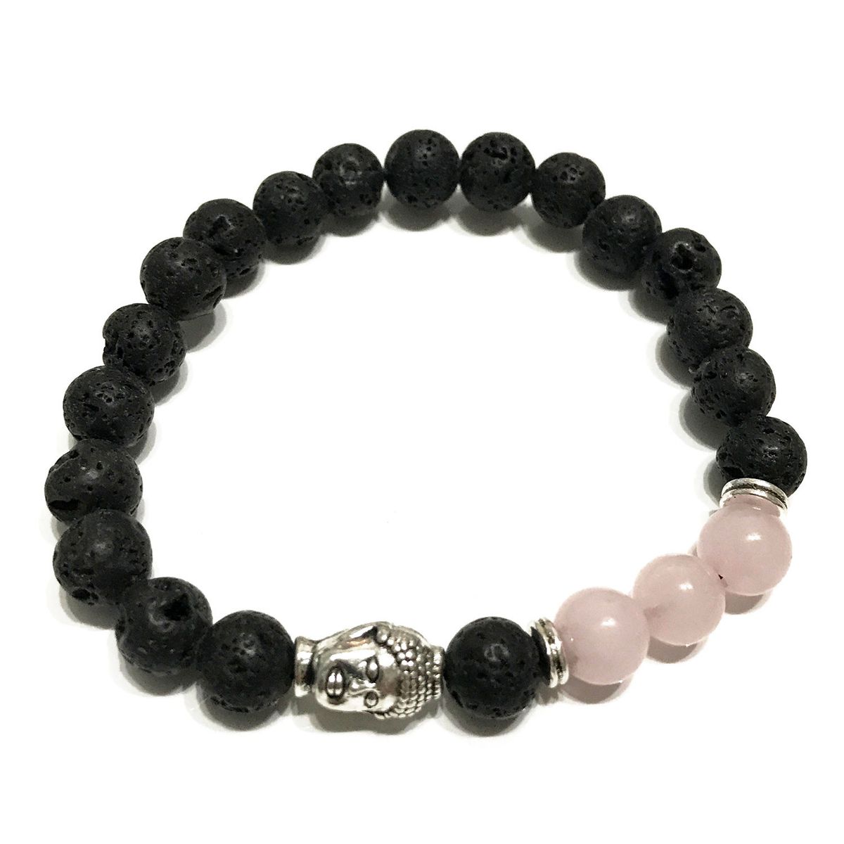 Lava Stone Bracelet – Buddha Rose Quartz