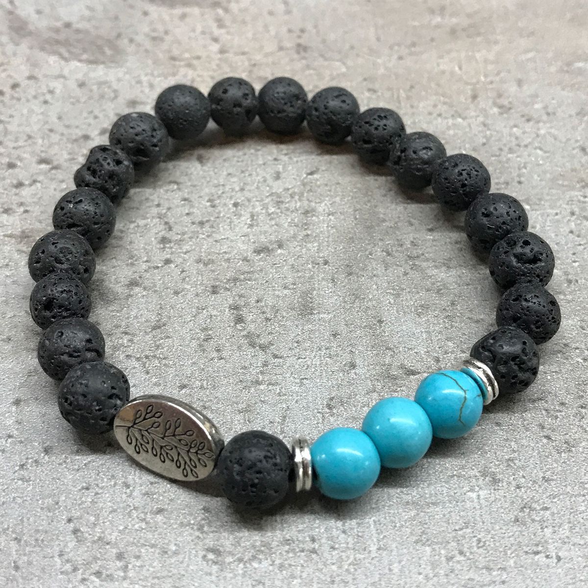 Lava Stone Bracelet – Leaf Turquoise