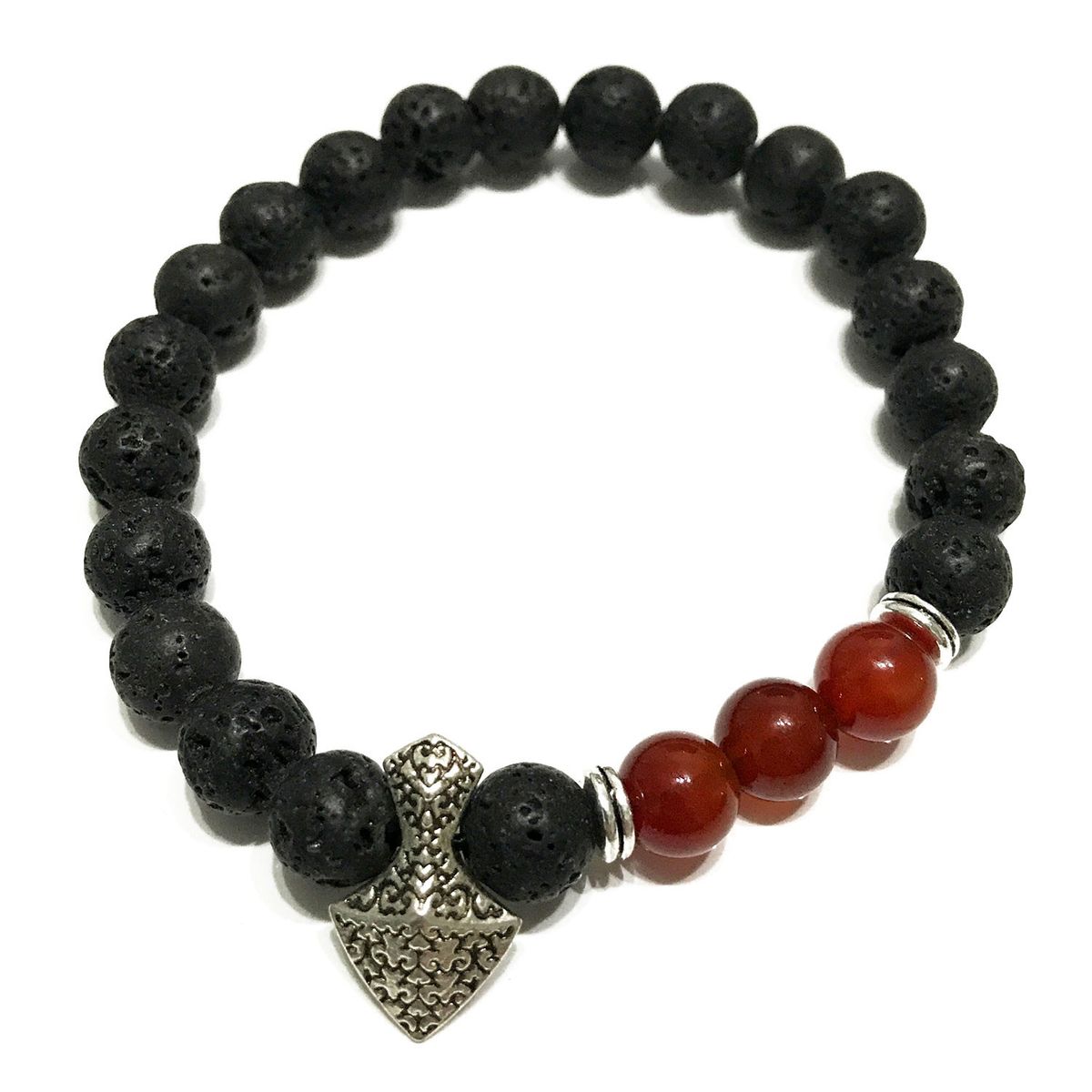Lava Stone Bracelet – Carnelian Axe Head