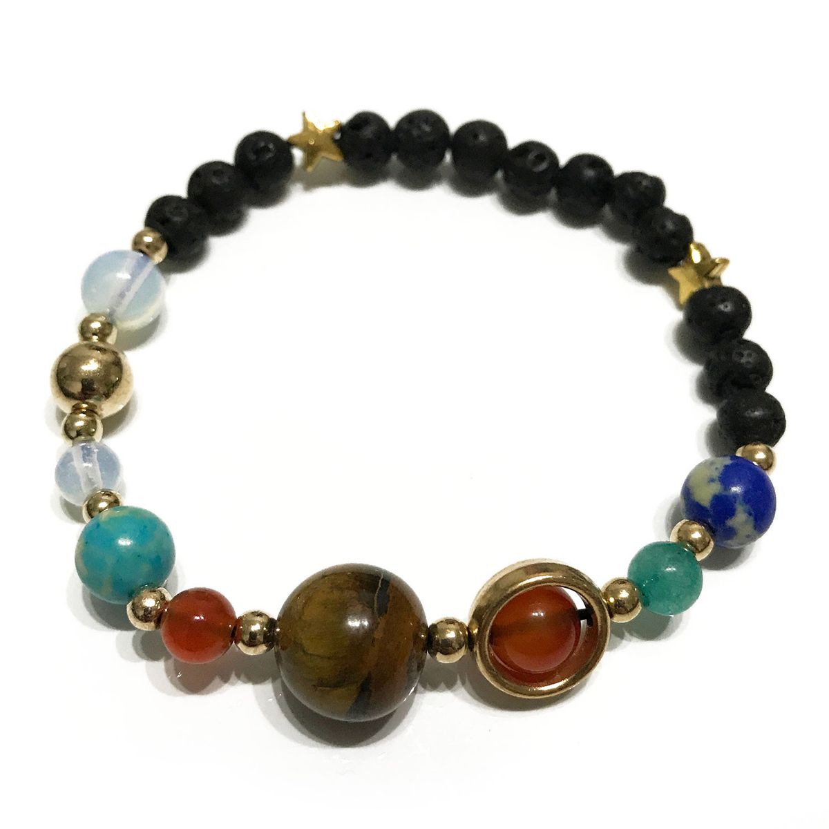 Lava Stone Bracelet – Gold Solar System