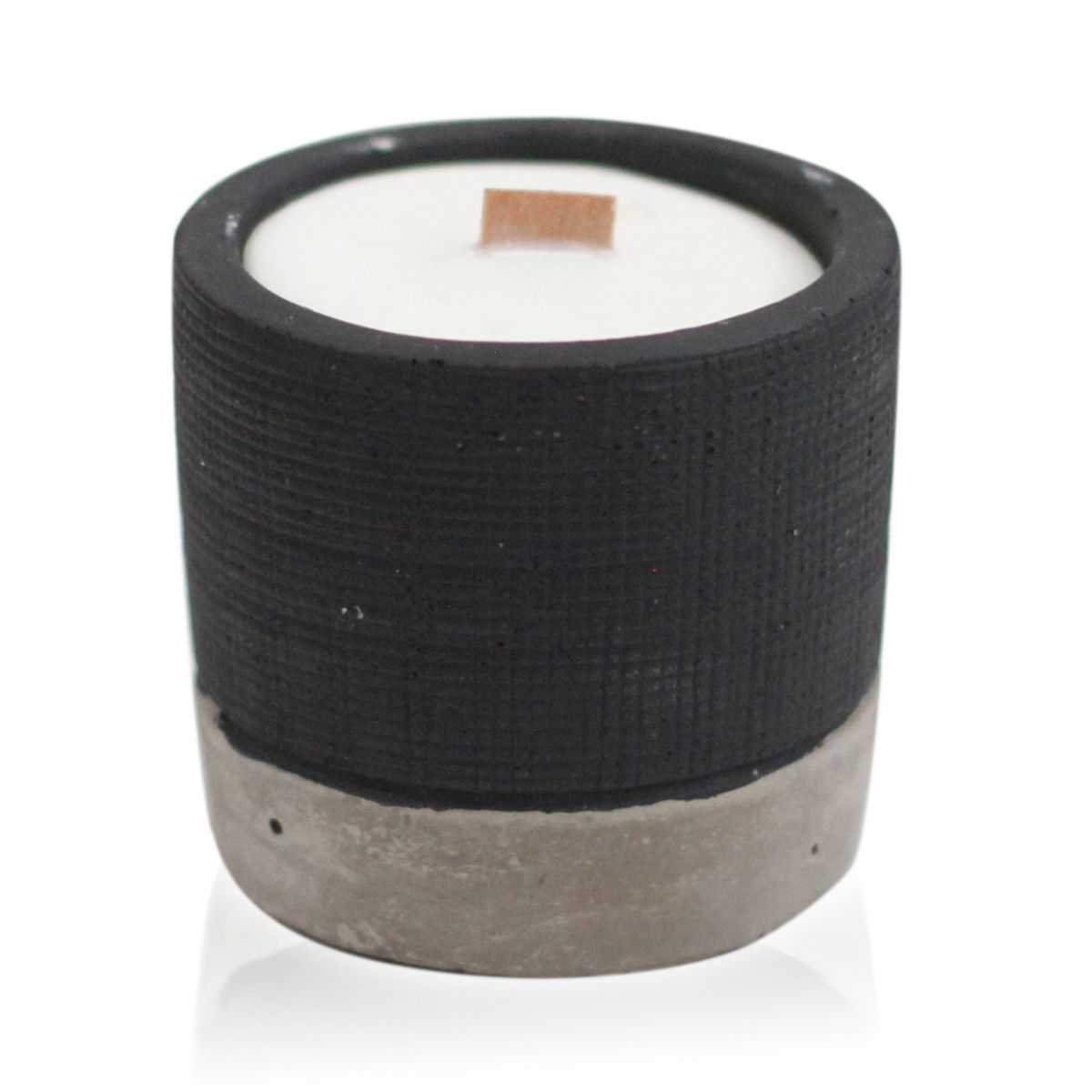 Concrete Wooden Wick Candle – Brandy Butter, Black Pot