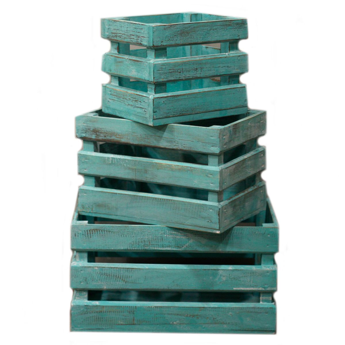 Wooden Storage Crates – Greenwash, Set of 3
