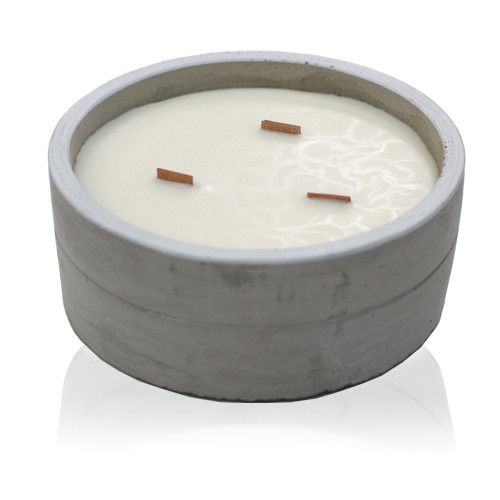 Wooden Wick Concrete Candle – Crushed Vanilla & Orange, Large