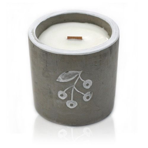 Concrete Wooden Wick Candle – Berries, Juniper & Sweet Gin, Medium