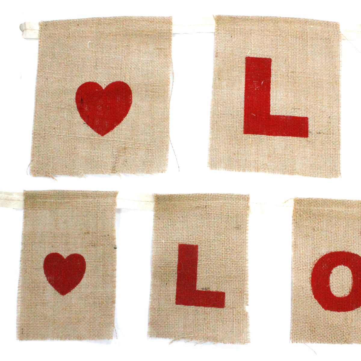 Natural Jute Bunting – I Love You with Hearts, 260cm