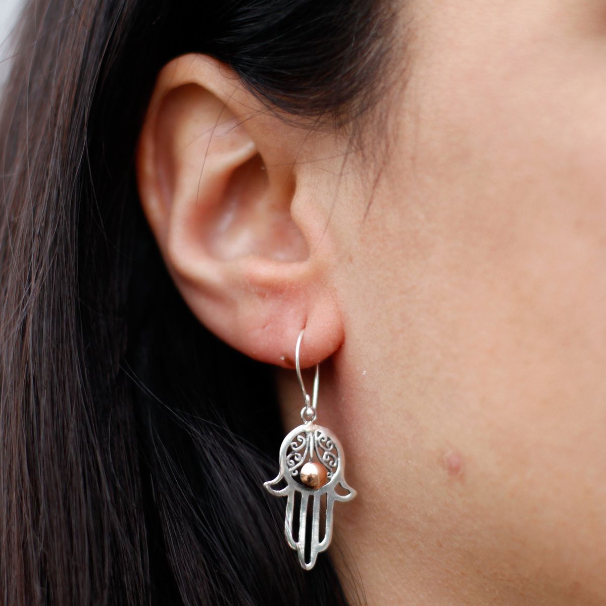 Silver & Gold Earrings – Hamsa