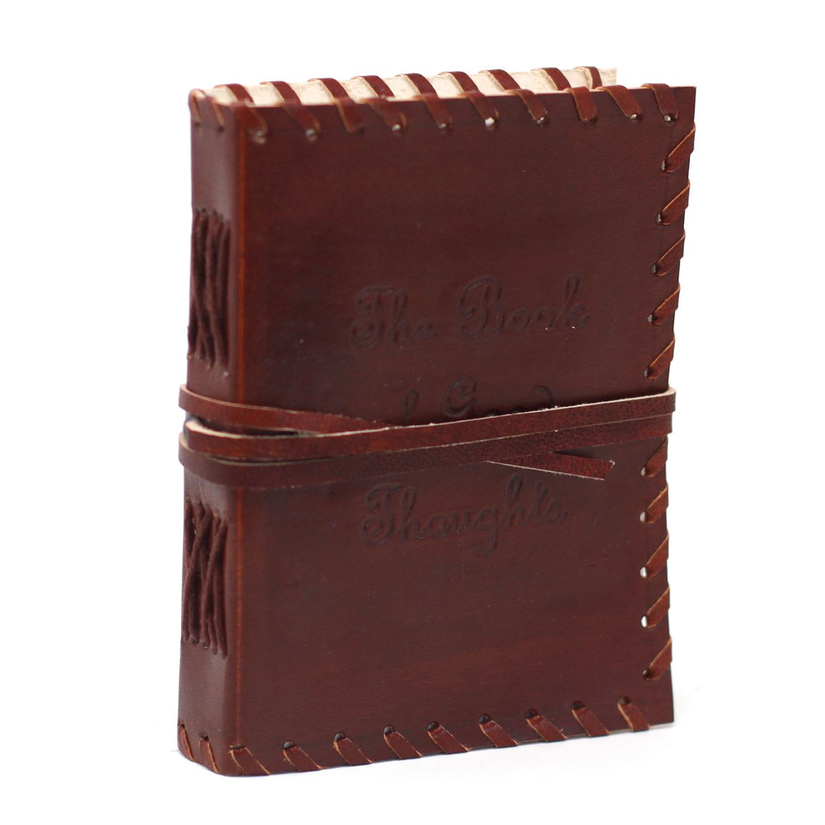 Book of Thoughts Leather Notebook with Wrap – 6 x 4in